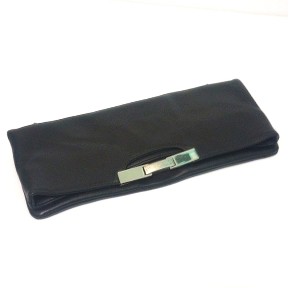 RENATO ANGI Venezia Made in Italy Black Leather Clutch / Crossbody/ Shoulder Bag - Picture 2 of 11